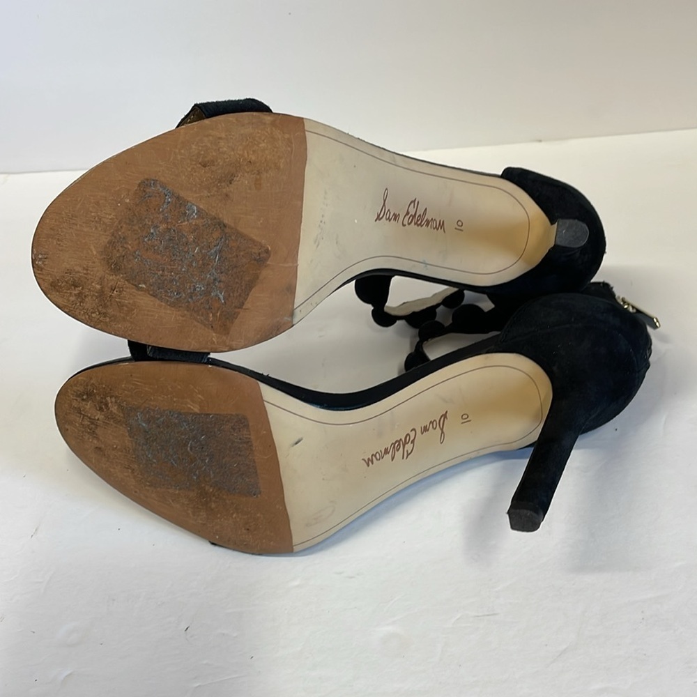 Sam Edelman Addison Black Suede Open Toe Ankle Strap Heels - Picture 6 of 10